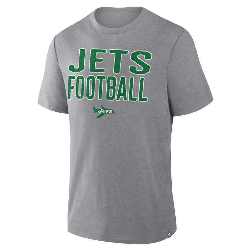 Men's Fanatics Heather Gray New York Jets First Down Tribute Tri-Blend T-Shirt