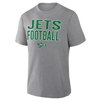 Men's Fanatics Heather Gray New York Jets First Down Tribute Tri-Blend T-Shirt
