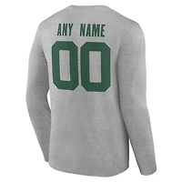 Men's Gray New York Jets Team Authentic Personalized Name & Number Long Sleeve T-Shirt