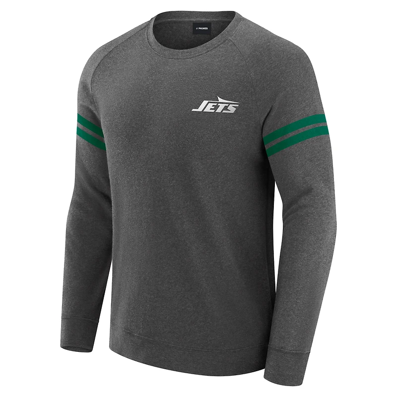 Men's J. Palmer Dark Heather Gray New York Jets Players Lounge Raglan Tri-Blend Sweatshirt