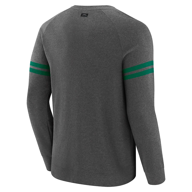 Men's J. Palmer Dark Heather Gray New York Jets Players Lounge Raglan Tri-Blend Sweatshirt