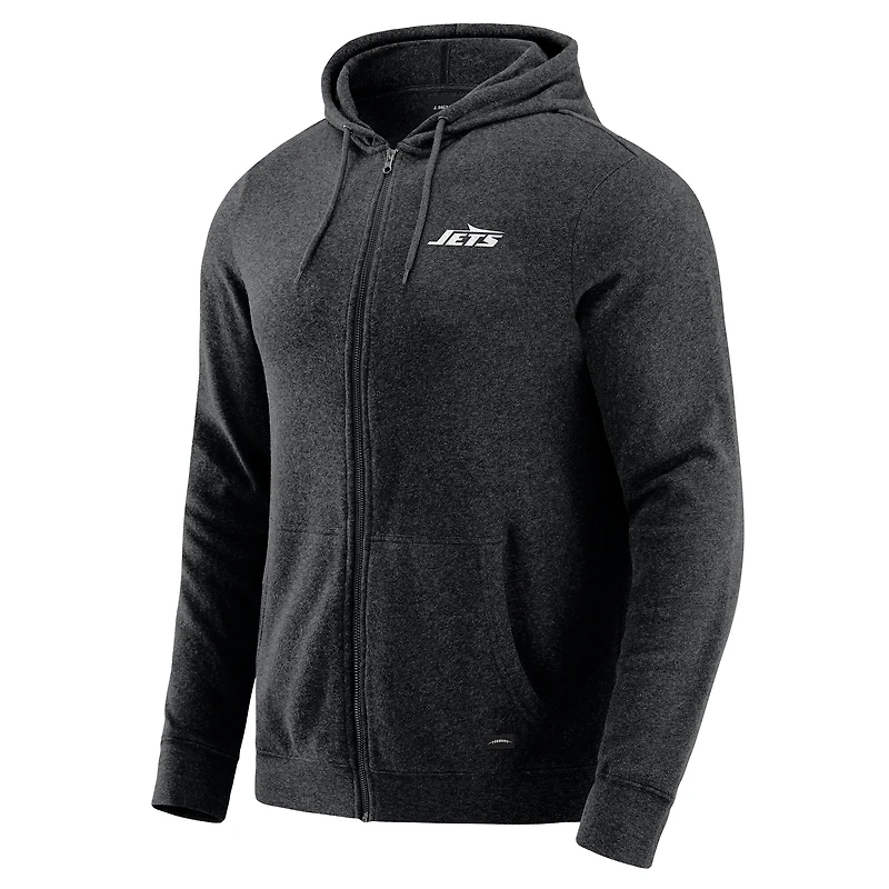 Men's J. Palmer Dark Heather Gray New York Jets Players Lounge Tri-Blend Full-Zip Hoodie