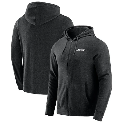 Men's J. Palmer Dark Heather Gray New York Jets Players Lounge Tri-Blend Full-Zip Hoodie