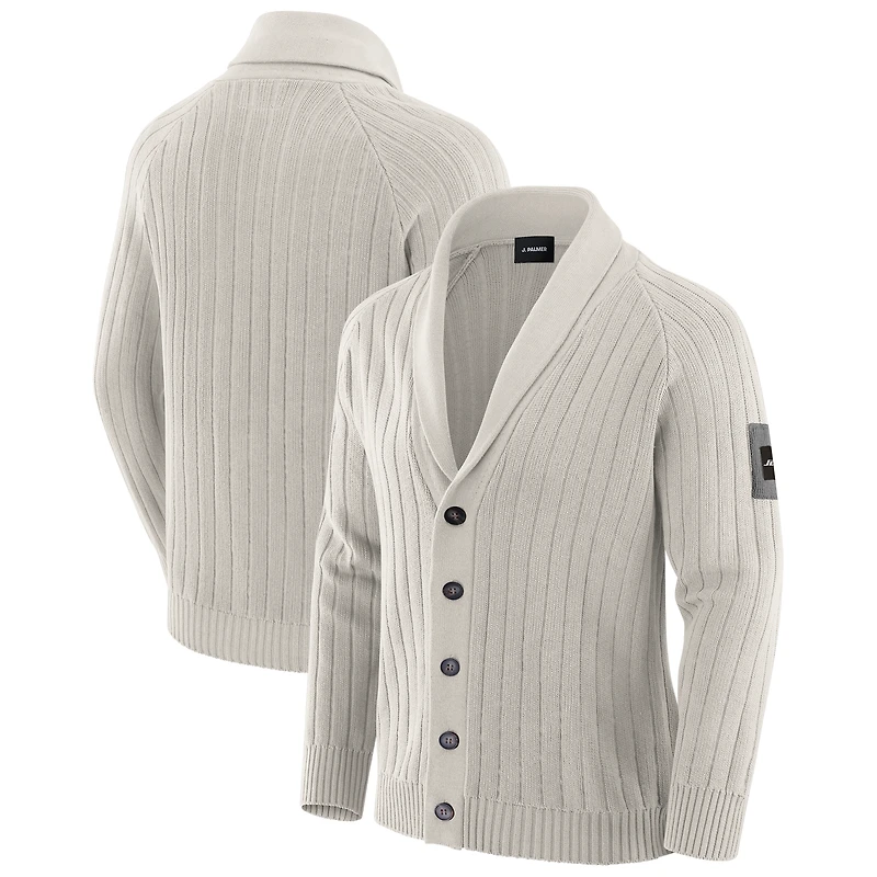 Men's J. Palmer Gray New York Jets The Playmaker Cardigan Raglan Sweater