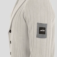 Pull raglan gris J. Palmer pour homme, The Playmaker Cardigan, des Jets de New York