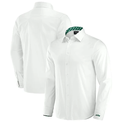 Chemise boutonnée à manches longues pour homme J. Palmer New York Jets Man-In-Motion blanche