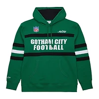 Men's  Kelly Green New York Jets Vintage Logo Head Coach Fleece Pullover Hoodie