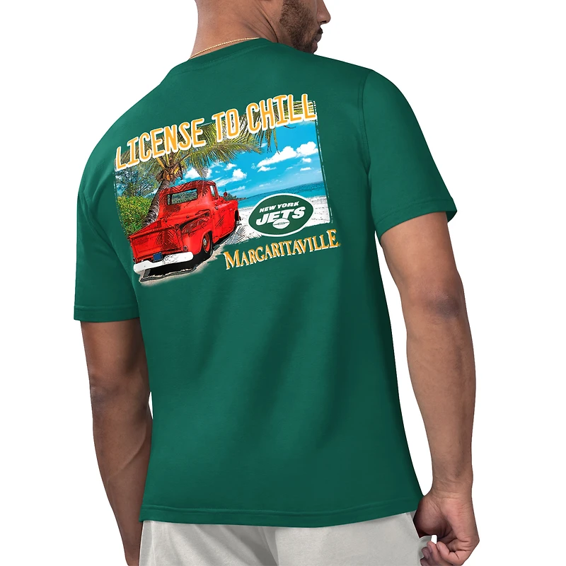 T-shirt Margaritaville Green New York Jets License to Chill pour hommes