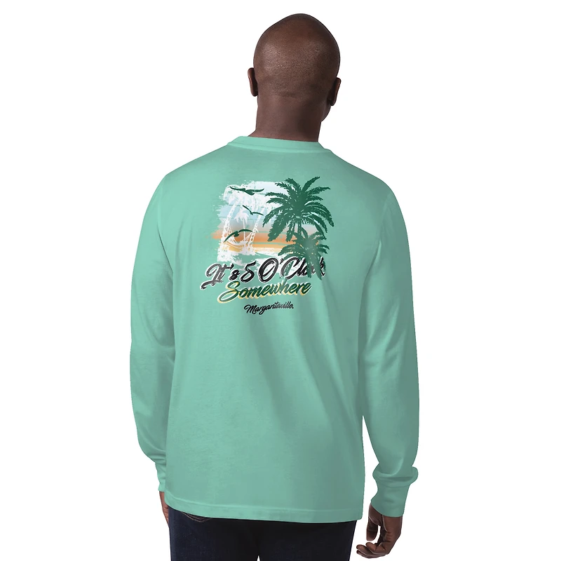 T-shirt à manches longues pour homme Margaritaville Mint New York Jets It's Five O'Clock Somewhere