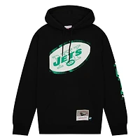 Men's Mitchell & Ness Black New York Jets Gridiron Classics Big Face 7.0 Pullover Hoodie