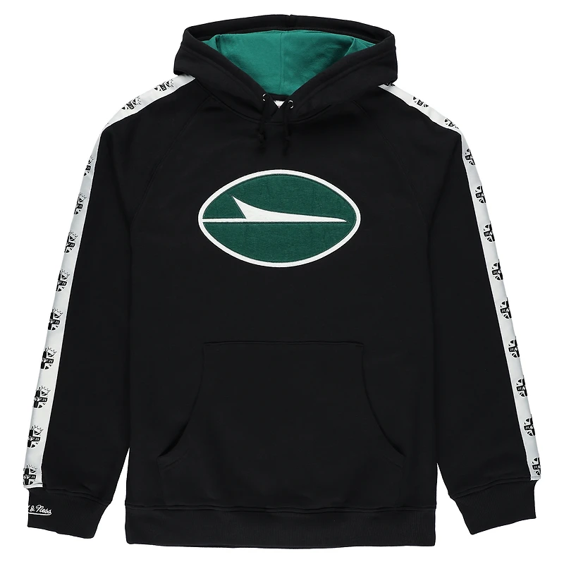 Sweat à capuche noir Mitchell & Ness New York Jets London avec grand logo raglan pour homme