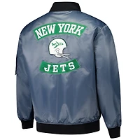 Veste aviateur zippée pleine longueur Mitchell & Ness anthracite New York Jets pour homme