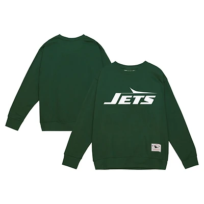 Men's Mitchell & Ness Dark Green New York Jets Basic Fleece Pullover Sweatshirt