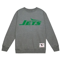 Sweat-shirt en molleton basique gris chiné pour homme Mitchell & Ness New York Jets