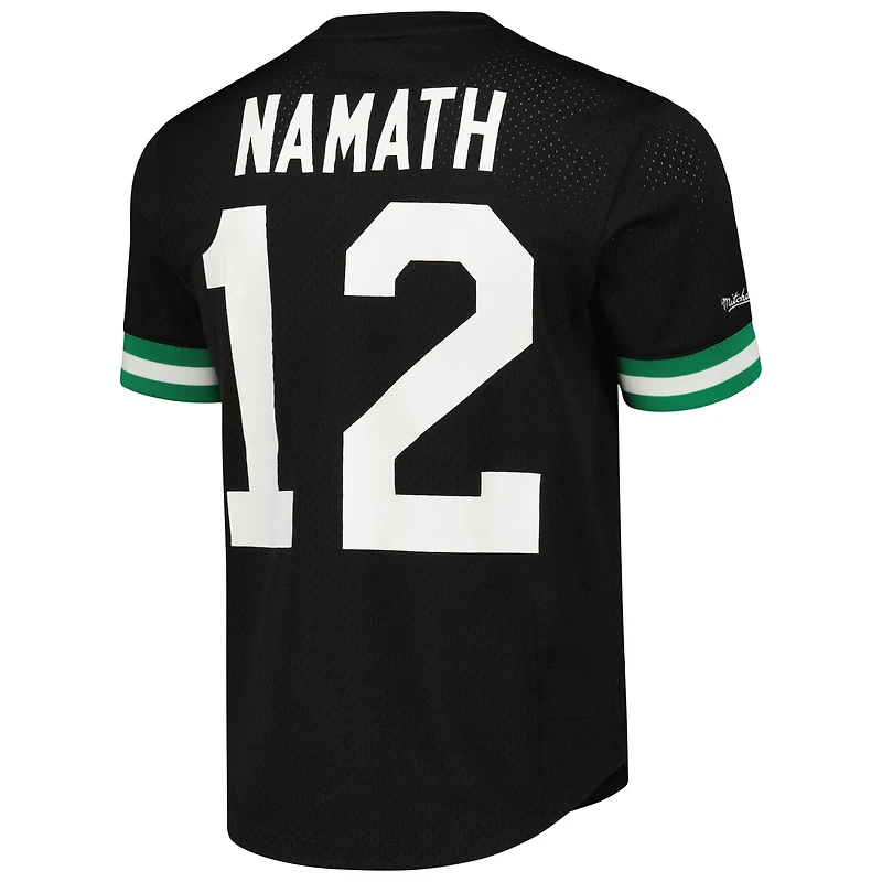 Men's Mitchell & Ness Joe Namath Black New York Jets Retired Player Name Number Mesh Top