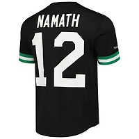 Men's Mitchell & Ness Joe Namath Black New York Jets Retired Player Name Number Mesh Top