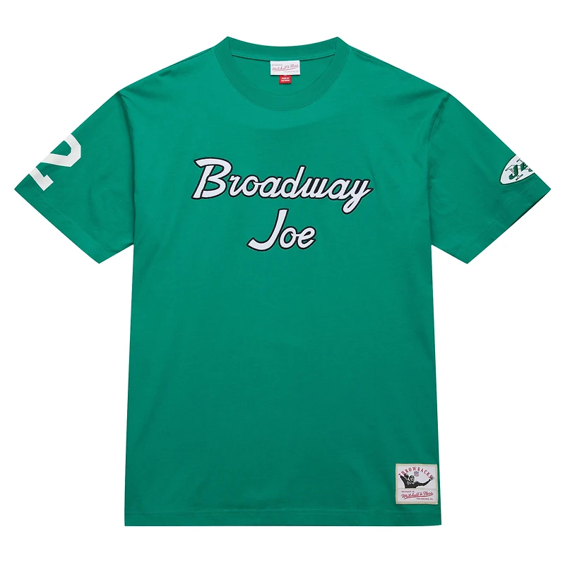 Mitchell & Ness Joe Namath Kelly Green New York Jets T-shirt surnom de joueur retraité pour hommes