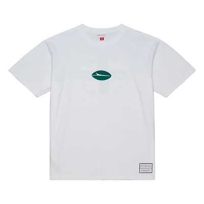 Men's Mitchell & Ness White New York Jets London There And Back T-Shirt
