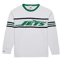 Men's Mitchell & Ness White New York Jets Throwback 1984 Pullover Sweater