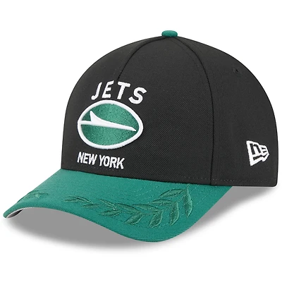 Casquette ajustable New Era 9FORTY A-Frame M-Crown pour homme, noire/verte, des New York Jets, draft NFL 2025