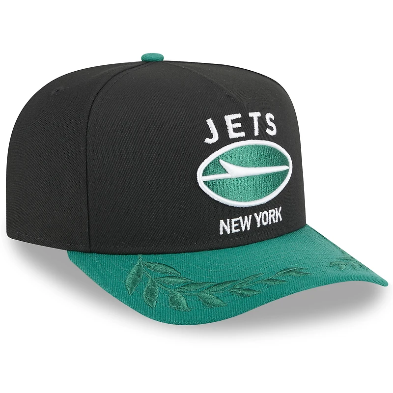 Casquette snapback New Era 9FIFTY noire/verte pour homme, New York Jets, repêchage NFL 2025
