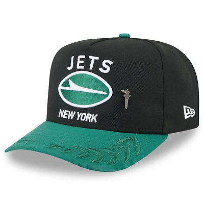 Casquette ajustée New Era 59FIFTY noire/verte pour homme, modèle A-Frame, York Jets, draft NFL 2025, On Stage