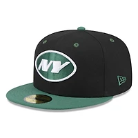 Casquette ajustée New Era York Jets Flipside 2Tone 59FIFTY noir/vert pour homme