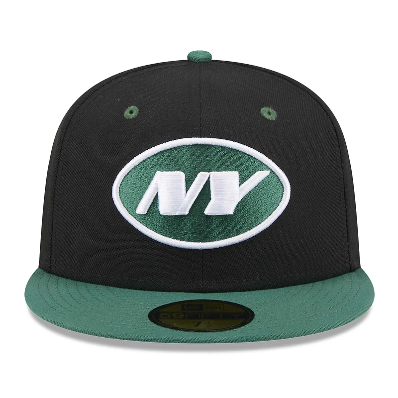 Casquette ajustée New Era York Jets Flipside 2Tone 59FIFTY noir/vert pour homme