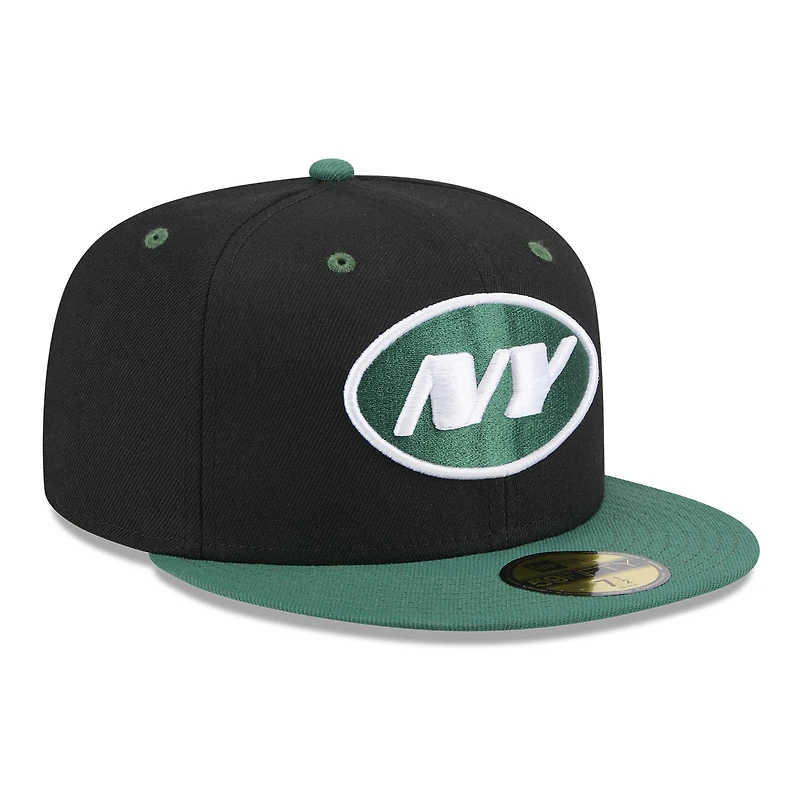 Casquette ajustée New Era York Jets Flipside 2Tone 59FIFTY noir/vert pour homme