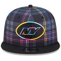 Men's New Era Black New York Jets 2024 NFL Crucial Catch Plaid 9FIFTY Snapback Hat