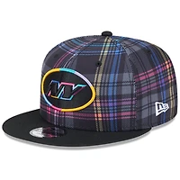 Men's New Era Black New York Jets 2024 NFL Crucial Catch Plaid 9FIFTY Snapback Hat