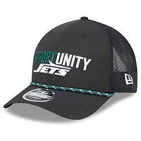 Casquette ajustable New Era noire pour homme New York Jets 2025 Inspire Change 9FORTY M-Crown