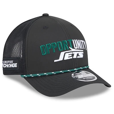 Men's New Era Black New York Jets 2025 Inspire Change 9FORTY M-Crown Adjustable Hat