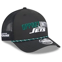 Men's New Era Black New York Jets 2025 Inspire Change 9FORTY M-Crown Adjustable Hat