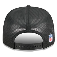 Casquette ajustable noire New Era 9SEVENTY Trucker des New York Jets 2025 Sideline pour homme