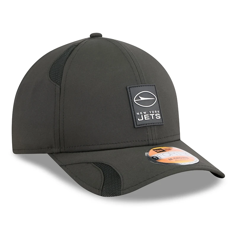 Casquette ajustable New Era noire New York Jets 2025 Sideline M-Crown 9FORTY pour homme