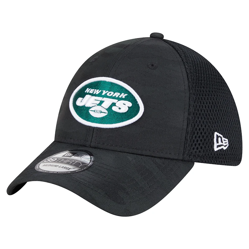 Casquette New Era 39THIRTY Flex Active Camo noire York Jets pour homme