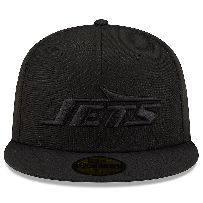 Casquette ajustée 59FIFTY noire sur noir New Era York Jets pour hommes