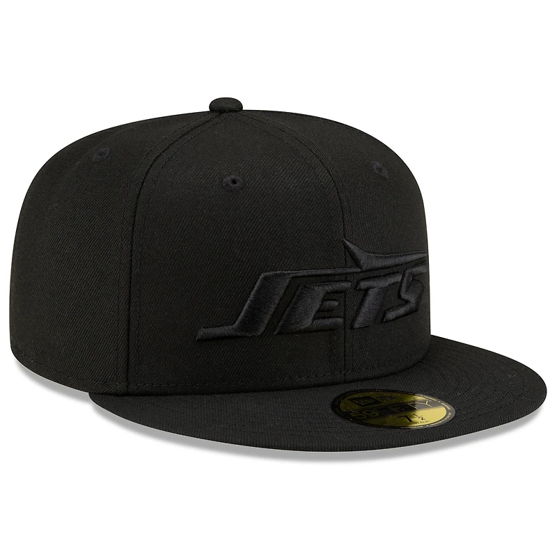 Casquette ajustée 59FIFTY noire sur noir New Era York Jets pour hommes