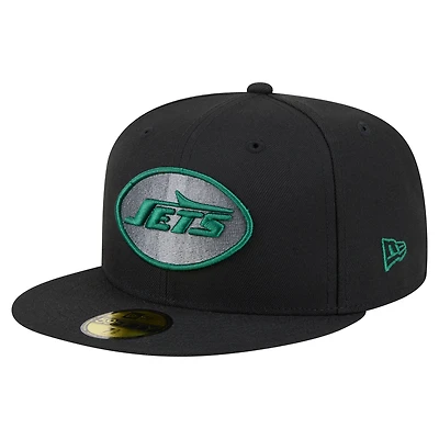 Men's New Era Black York Jets Color Pop 59FIFTY Fitted Hat