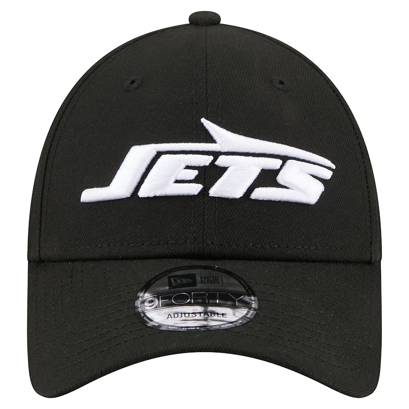 Casquette ajustable New Era 9FORTY noire pour homme, York Jets Core Team