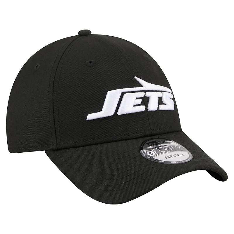 Casquette ajustable New Era 9FORTY noire pour homme, York Jets Core Team