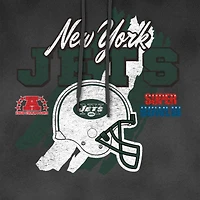 Sweat à capuche délavé aux enzymes pour homme New Era, noir, avec logo Identity Helmet des York Jets