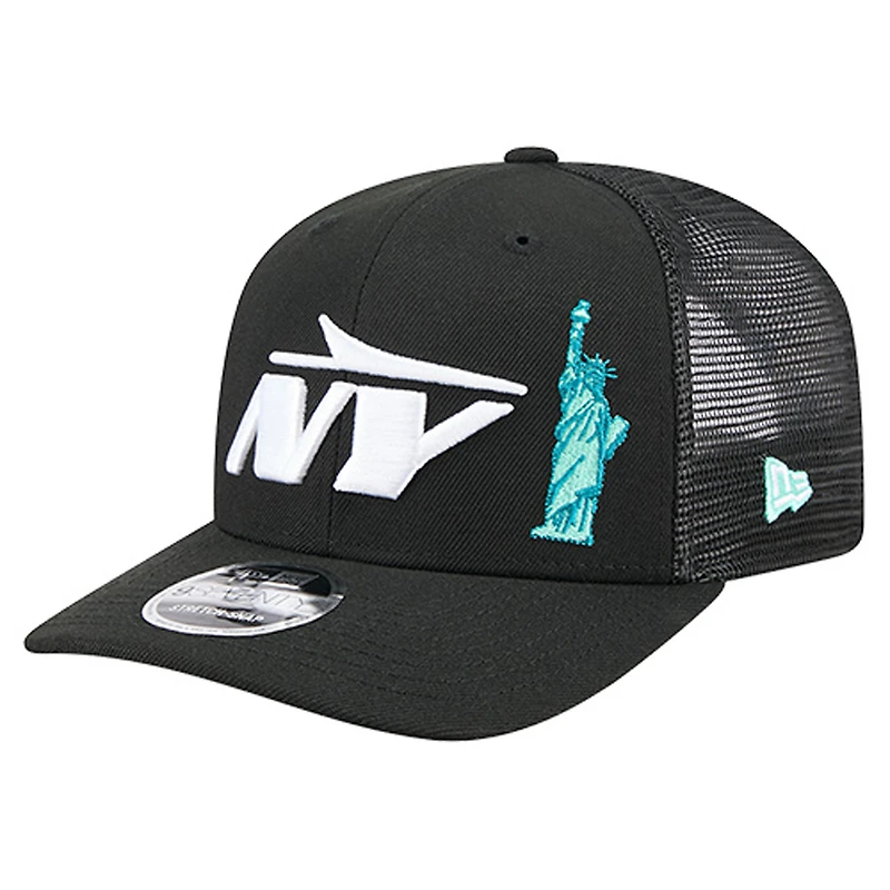 Casquette camionneur ajustable New Era noire New York Jets Liberty 9SEVENTY pour homme