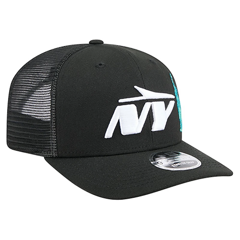 Casquette camionneur ajustable New Era noire New York Jets Liberty 9SEVENTY pour homme