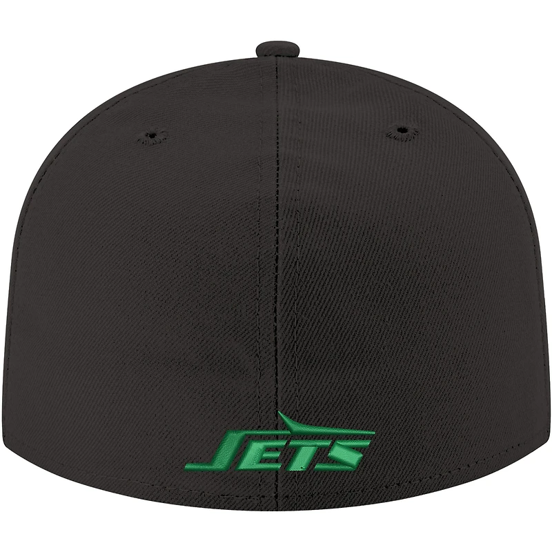Men's New Era Black York Jets Omaha Throwback 59FIFTY Fitted Hat