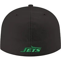 Men's New Era Black York Jets Omaha Throwback 59FIFTY Fitted Hat