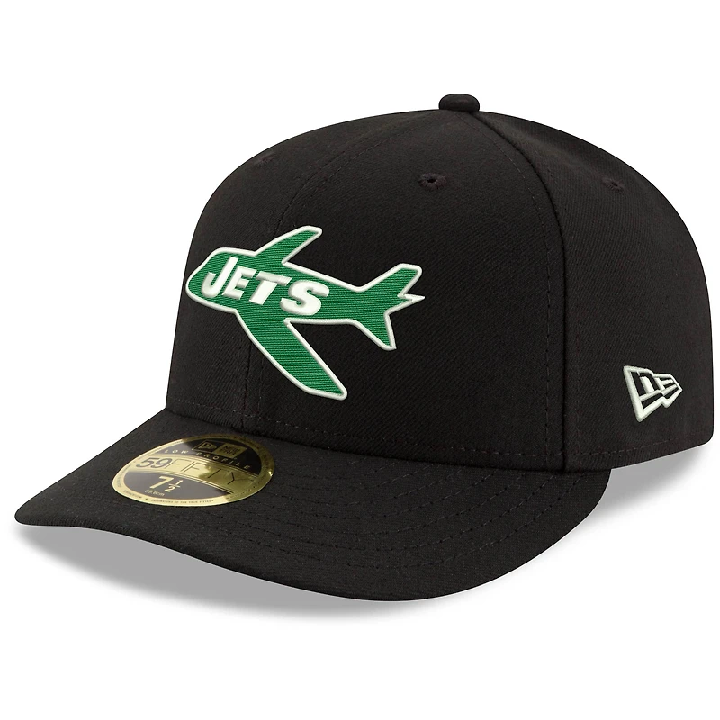Casquette ajustée New Era 59FIFTY noire pour homme, modèle rétro Omaha des York Jets.