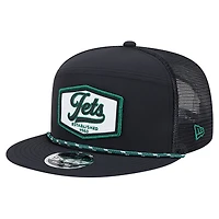 Men's New Era Black New York Jets Ripstop Patch 9FIFTY Split Panel Snapback Hat