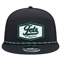 Men's New Era Black New York Jets Ripstop Patch 9FIFTY Split Panel Snapback Hat